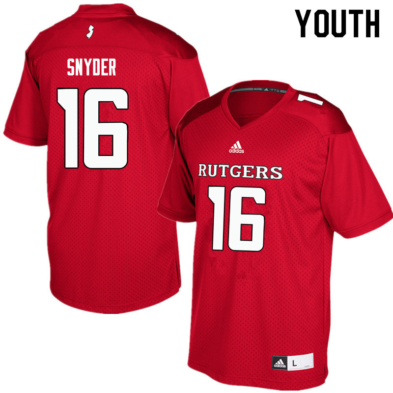 Youth #16 Cole Snyder Rutgers Scarlet Knights College Football Jerseys Sale-Red
